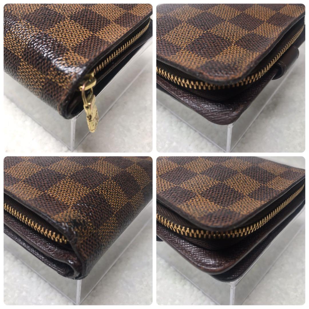 ルイヴィトン　ダミエコンパクトジップ　二つ折りラウンドファスナー　ブラウン