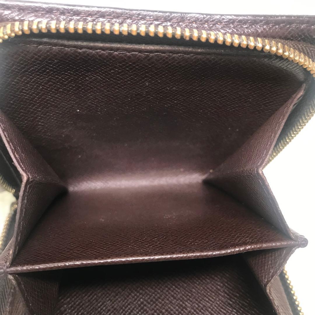 ルイヴィトン　ダミエコンパクトジップ　二つ折りラウンドファスナー　ブラウン