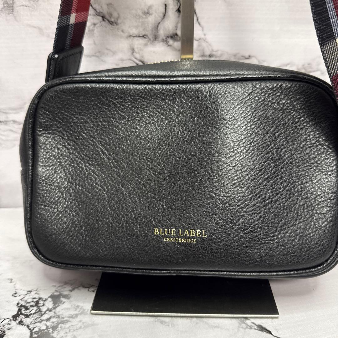 (美品)大人気、ブルーレーベル、カメラバッグ、オールレザー、シボ革、人気色、金