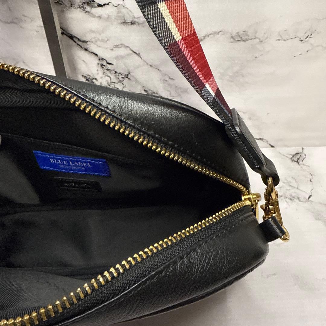 (美品)大人気、ブルーレーベル、カメラバッグ、オールレザー、シボ革、人気色、金