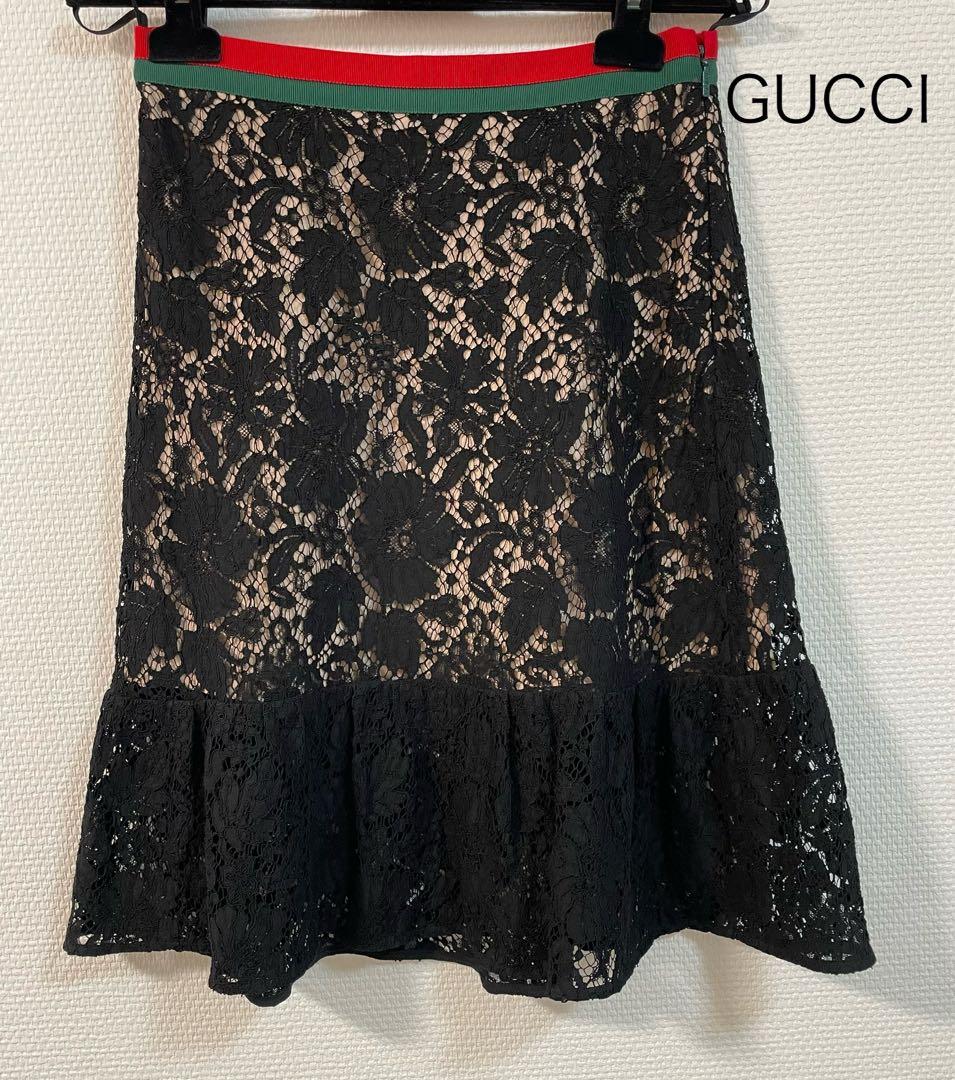 GUCCI 美品　正規品　レース フリル付きスカート IT38