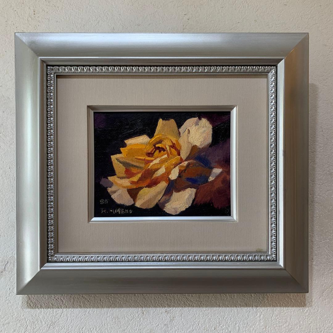 絵画　油彩肉筆画　真作　姫野陸郎『バラ』F0 1988年作