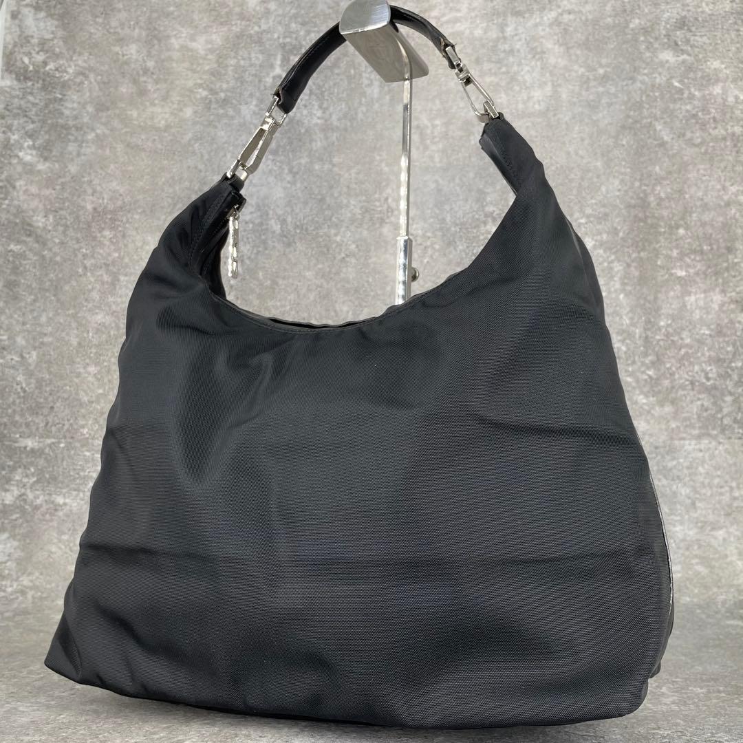 美品 GUCCI グッチ ナイロン レザー G金具 ワンショルダーバッグ 黒