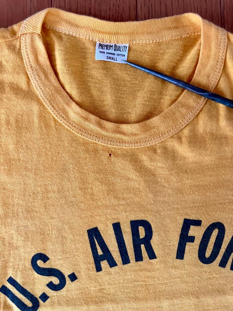 U.S. AIR FORCE 染み込み Tシャツ 袖裾共シングルステッチ 軍物