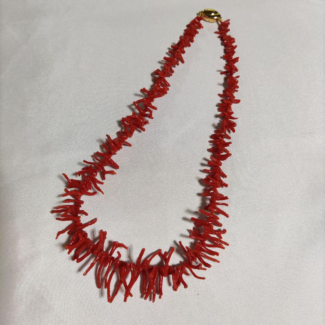 パワーストーン　天然石　胡渡り赤珊瑚ネックレス　鑑別書付　48cm　No.35