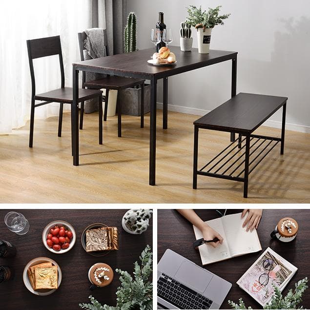 ダイニングテーブルセット 4点セット 木目調 耐久性抜群　BROWN