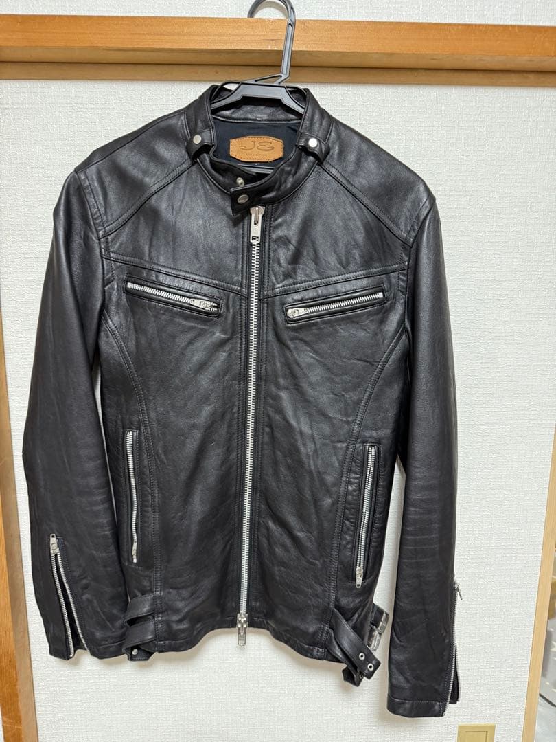 ジャックローズ　ラムレザー　シングルライダースジャケット　XL 黒