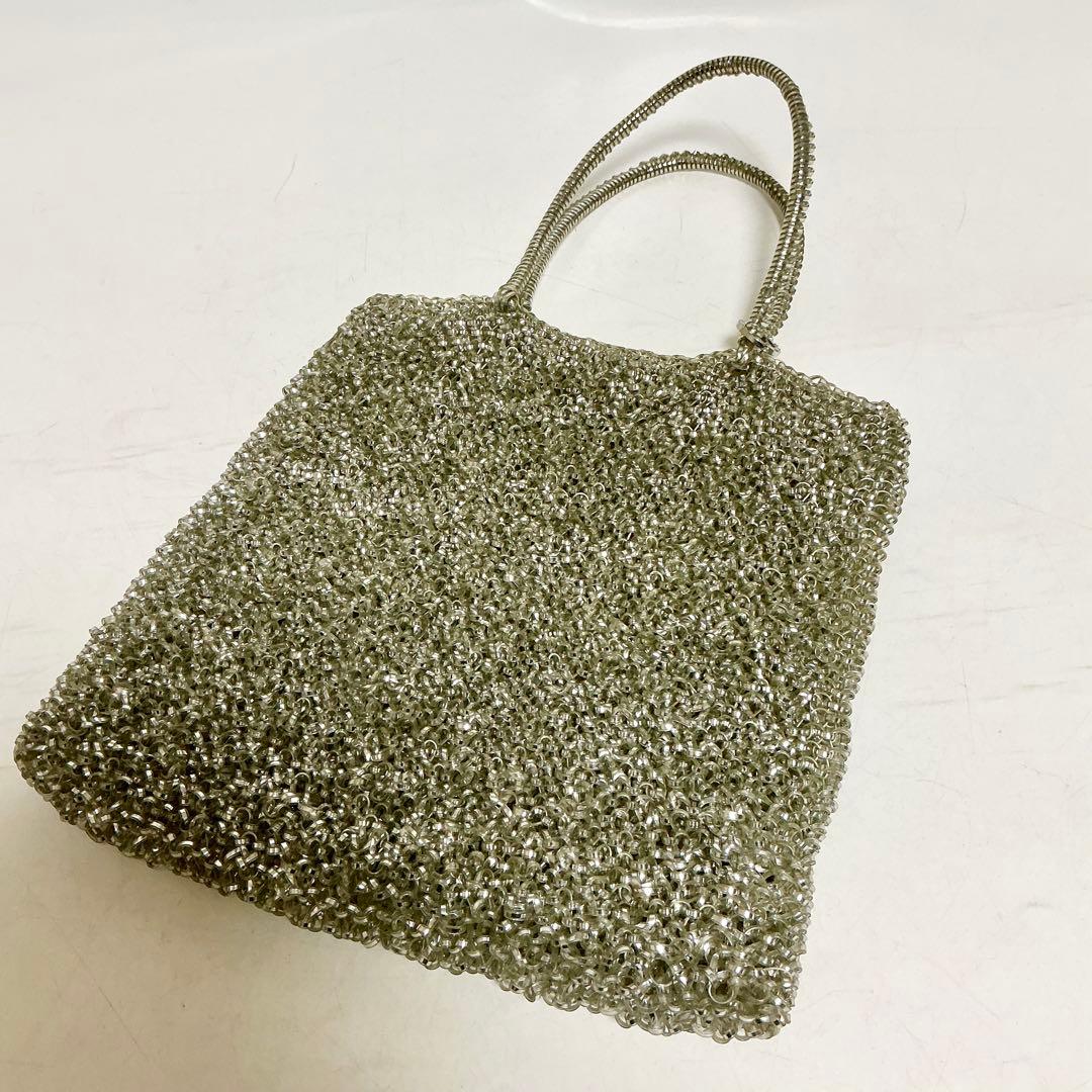 アンテプリマ　ワイヤーバッグ　シルバー メタル編み込みハンドバッグ