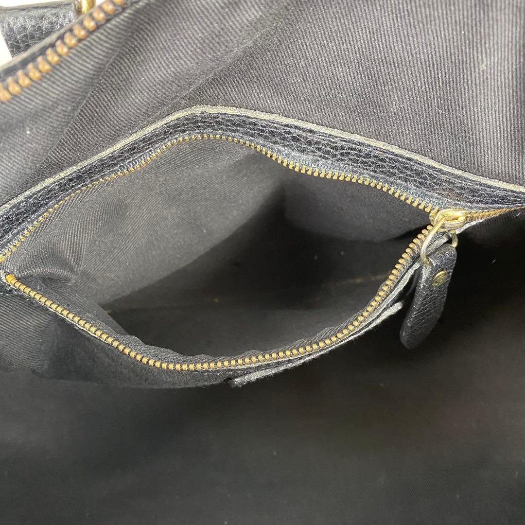 RALPH LAUREN ブラック ミニボストンバッグ シボ革 チャーム レザー