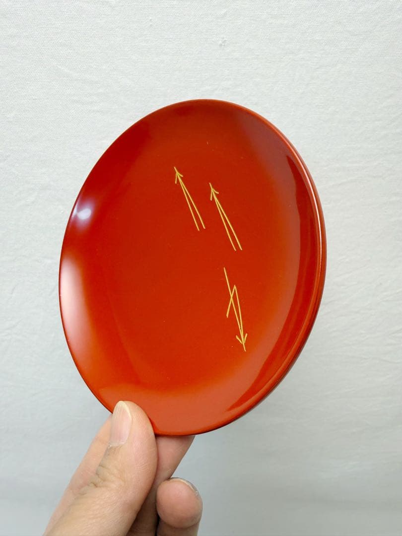 未使用 塗師 静峰作 懐石道具 輪島塗 木製盃台 引盃松葉蒔絵5客 共布 共箱