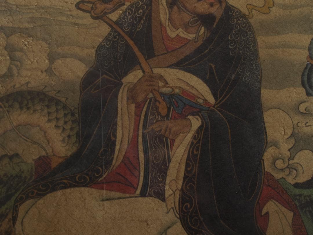 中国唐時代　敦煌莫高窟壁画 彩絵　人物像 発掘品古美術 AK1774A1-4