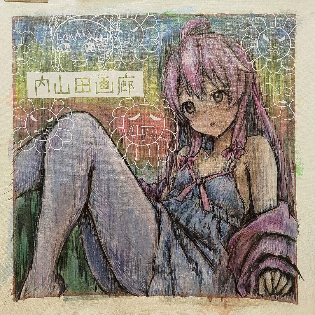 内山田画廊　謹製　s6号　ギャンバスにアクリル画 人物画