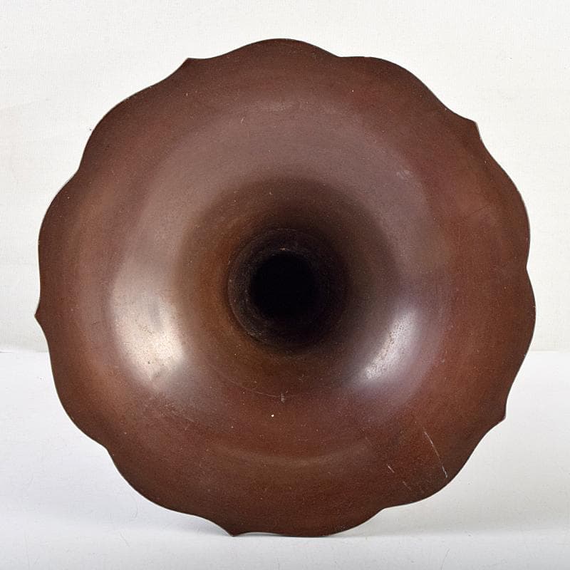 高岡銅器　勝峰作　鋳銅　桔梗口花瓶　共箱　M　R9521B