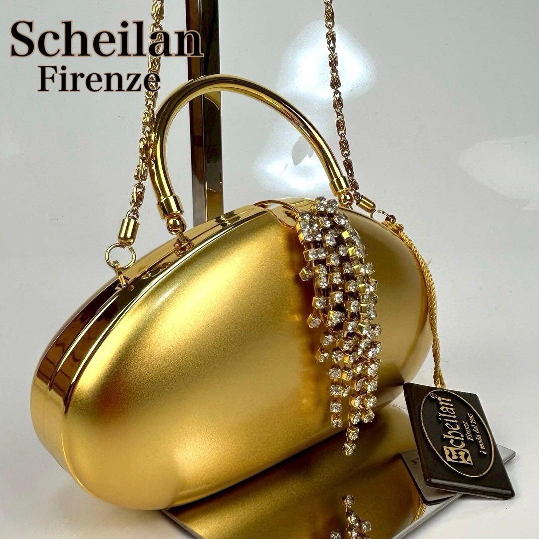 【極美品】シェイラン パーティーバッグ ゴールド ハンドバッグ チェーンバッグ