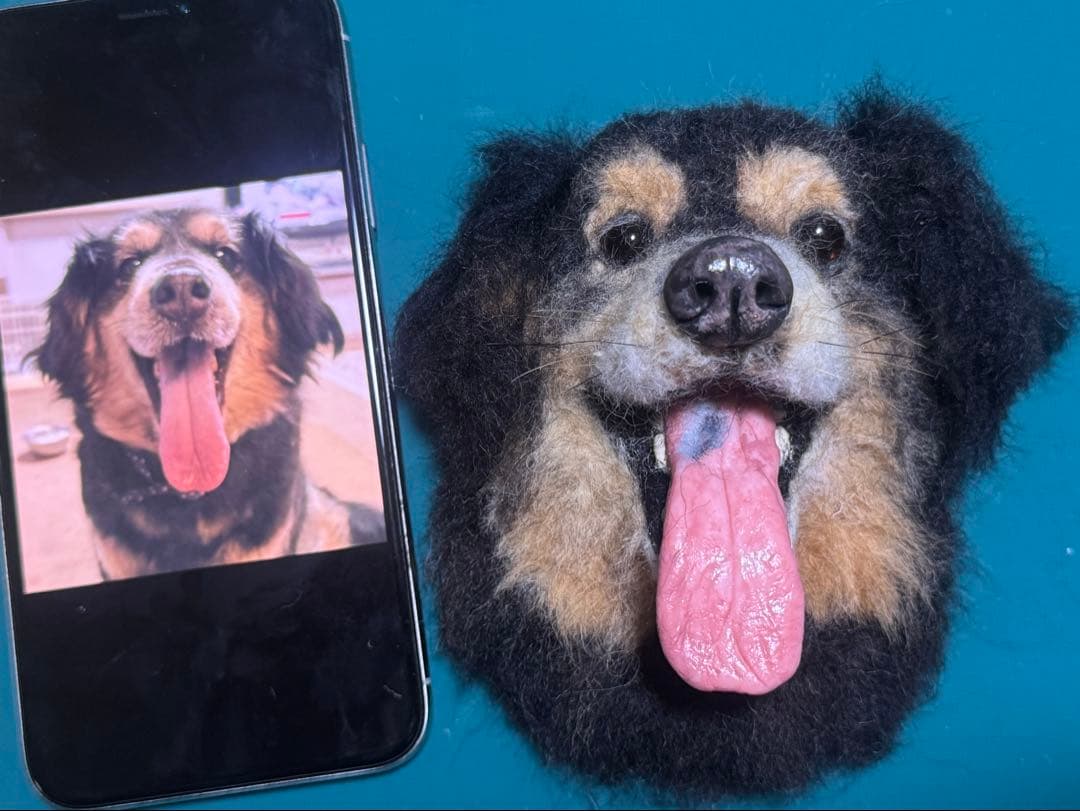 わんこ限定　うちの子プレート　わたわたペットの羊毛フェルト作品