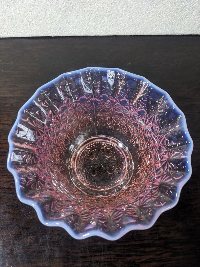 L.E.Smith ピンクオパルセント　ディジー＆ボタン Footed Bowl