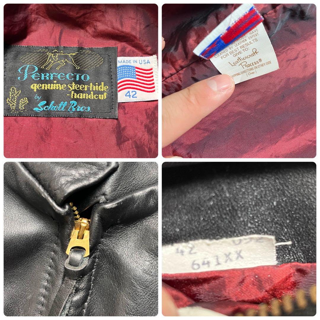 極美品✨ ショット レザージャケット ライダース 641xx サボテンタグ 黒