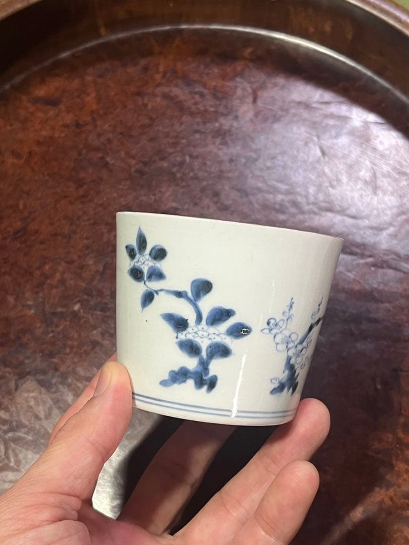 古伊万里　蕎麦猪口　あじさい　鶯　ウグイス　梅　雀　雲雀　紫陽花　民芸　民藝