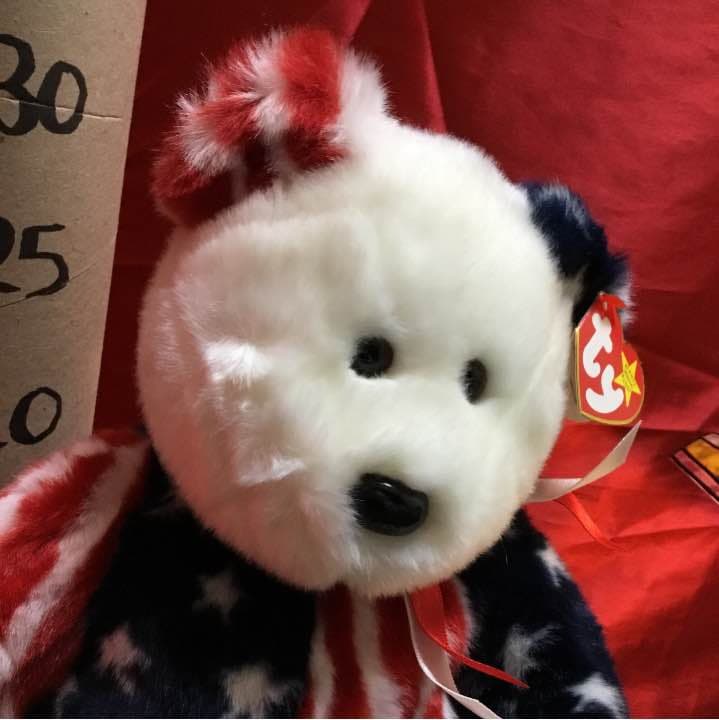 柔らか手触り大きめ【星条旗のクマ】Beanie baby Ty ビーニーズ