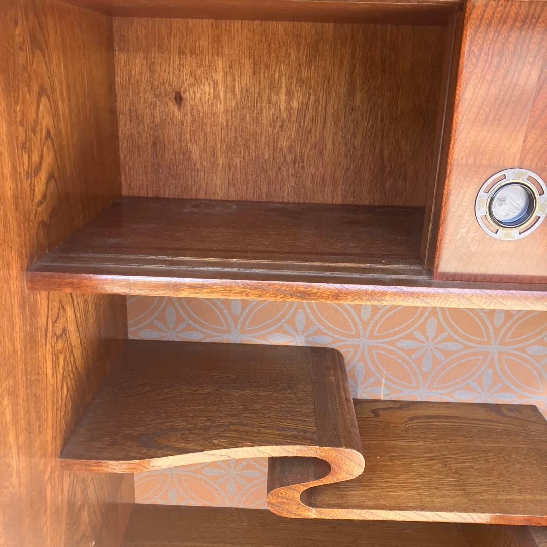 昭和レトロ 欅材 茶箪笥 ガラス扉 サイドボード 古家具 古民家 ビンテージ