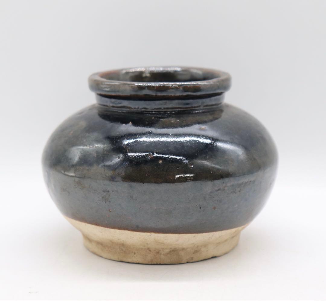 中国　明時代　黒釉壺　アンティーク　送料込み250901