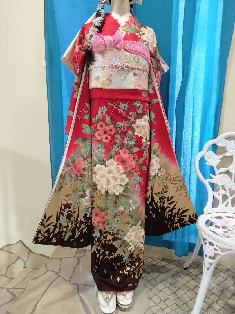 【専用】です❗正絹振袖成人式、重ね衿帯揚げ帯締め、西陣袋帯、襦袢、ガード加工