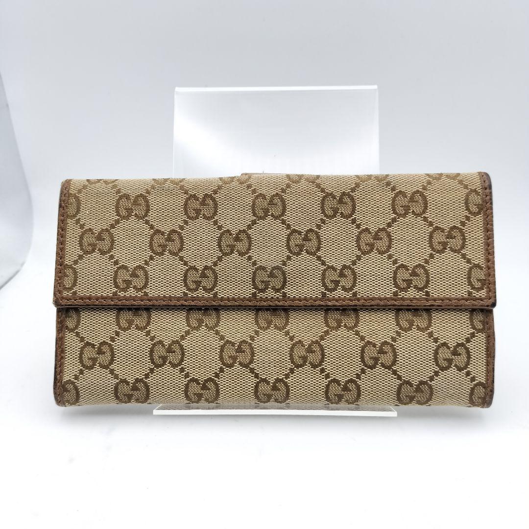 グッチ　長財布　財布　ウォレット　GGキャンバス　ブラウン
