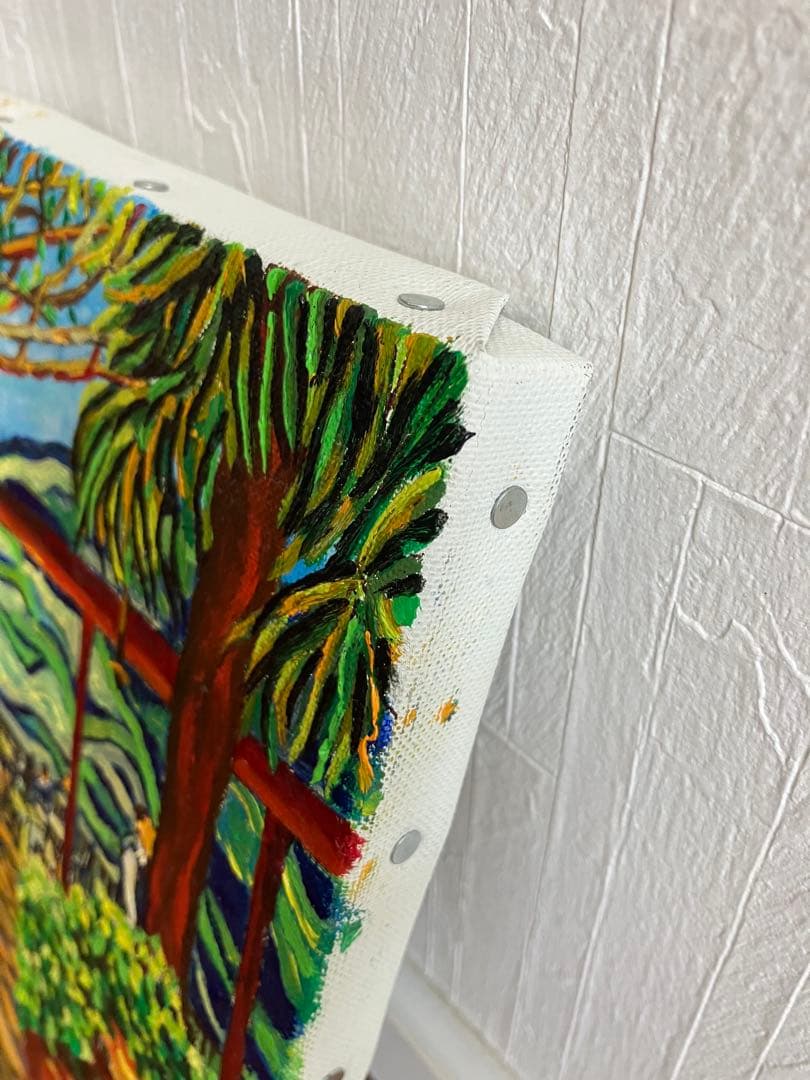 油彩画　油絵　絵画　カフェテリア　M8号　ヨーロッパ風景画