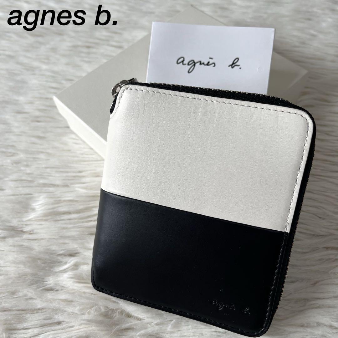 【新品未使用】アニエスベー　バイカラー　レザー　二つ折り財布