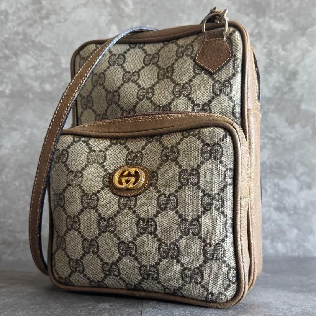 ⭐️グッチ⭐️オールドグッチ GGプラス ショルダーバッグ 縦型 ベージュ