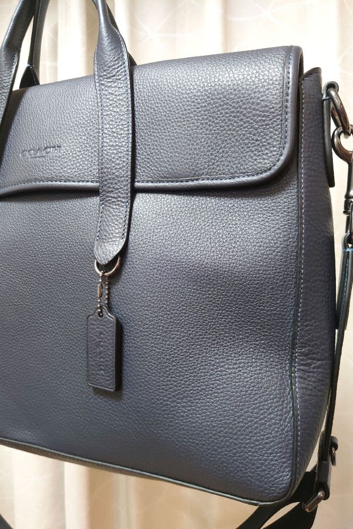 COACH　レザービジネスバッグ　紺