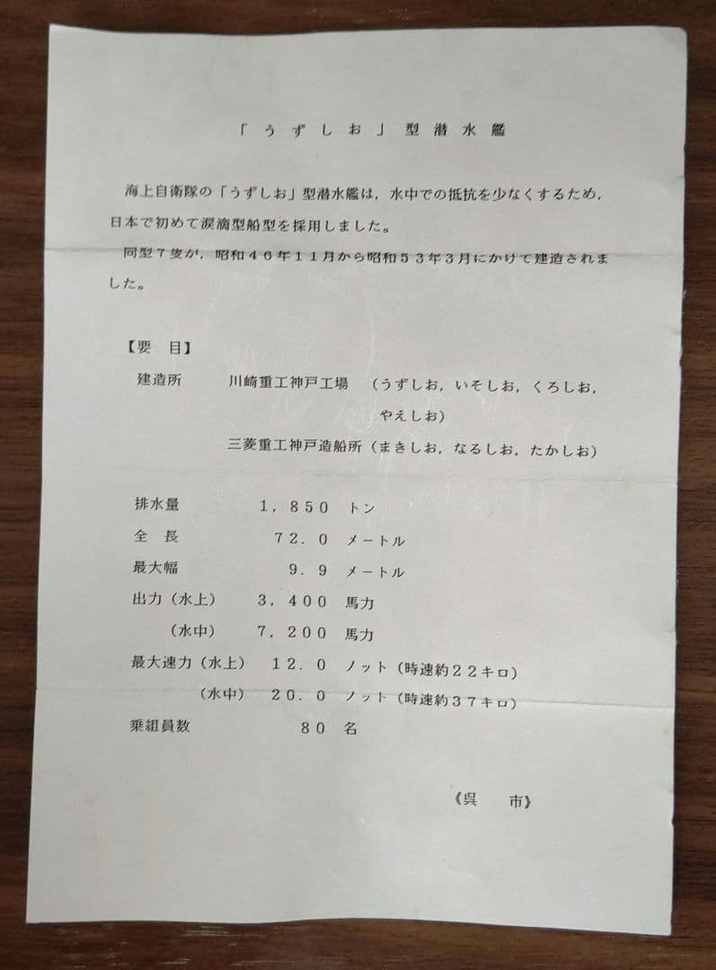 置物 うずしお型潜水艦型