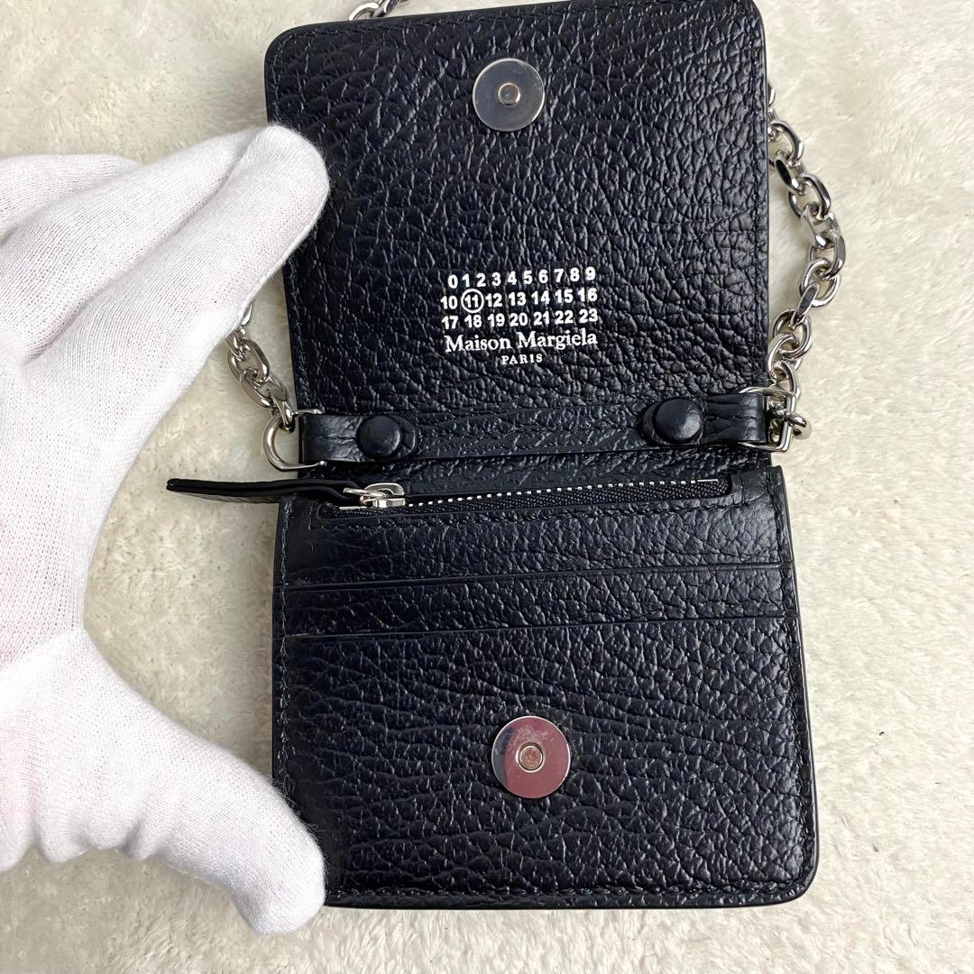 【極美品☆最高級】メゾンマルジェラ チェーンウォレット ブラック 4ステッチ