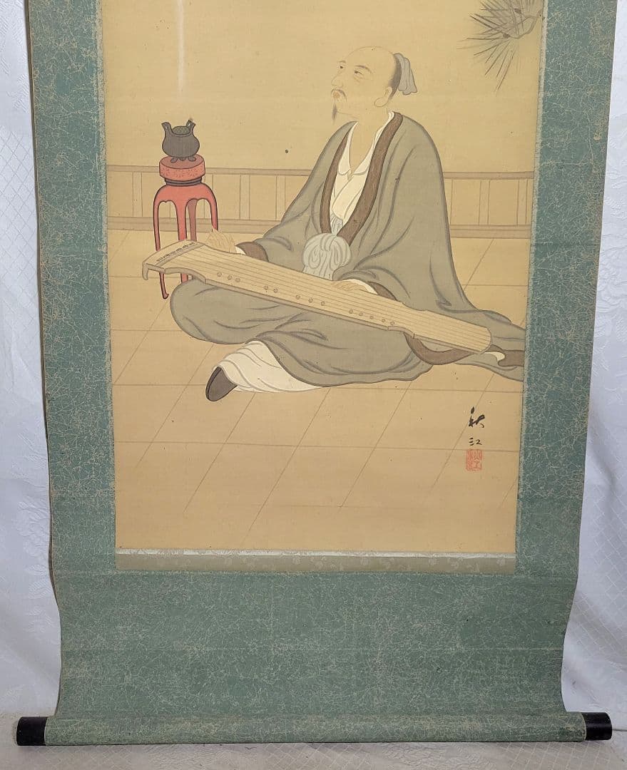 人物画　歴史画　仙人図　秋江銘　箱無し　書画、骨董品、美術品