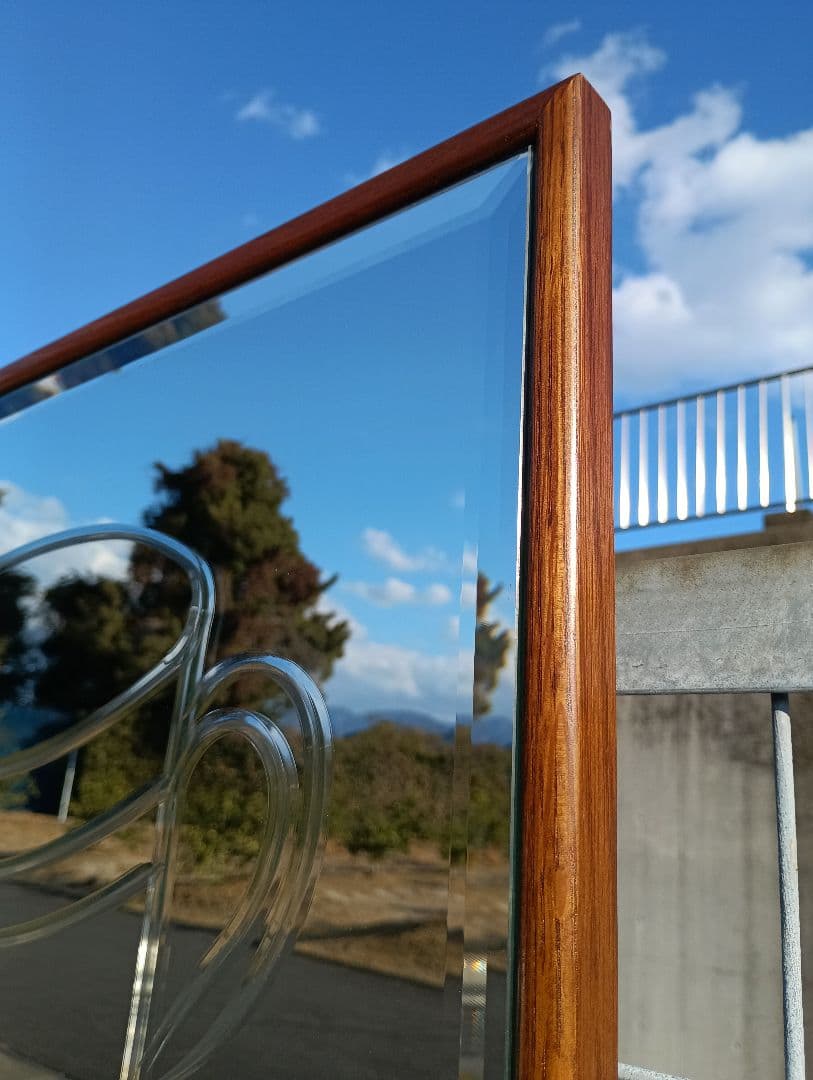 北欧　デザイナーズ　ウォールミラー　カットガラス　コーヒーカップ　モダン　チーク