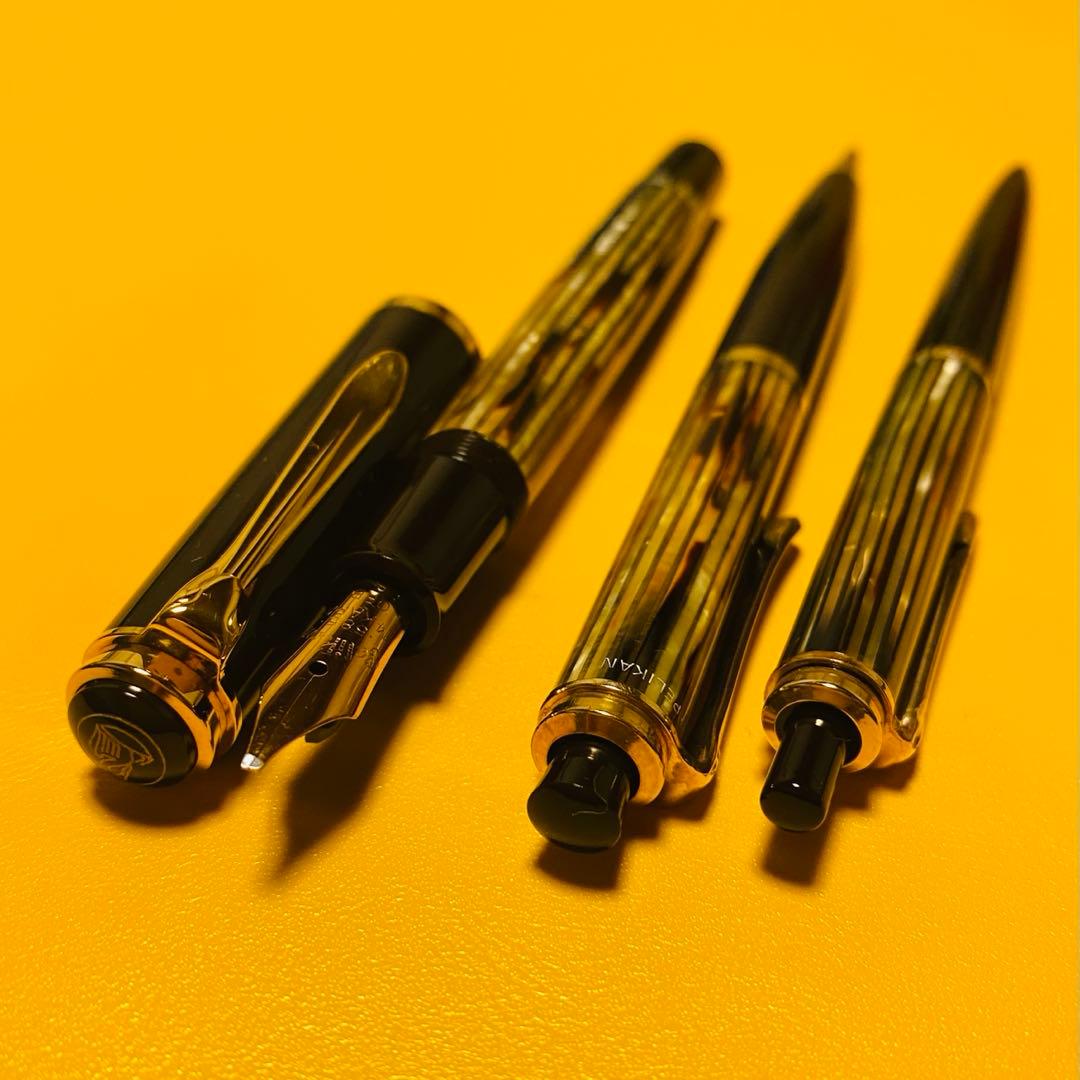 ペリカン　＃400、＃450、＃455 万年筆、ペンシル、ボールペン　茶縞