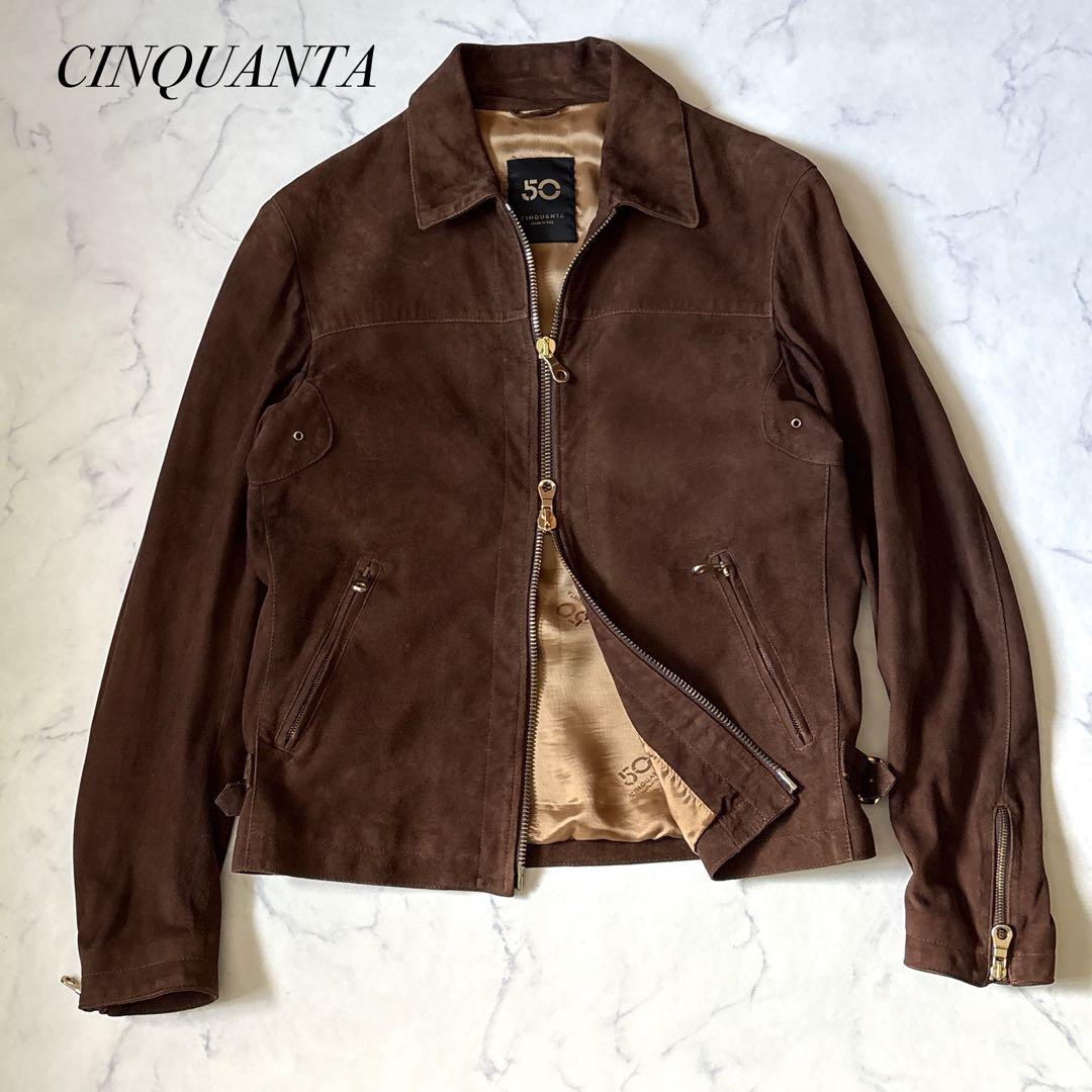極美品！！【CINQUANTA】シングルライダースジャケット　48 ダブルジップ
