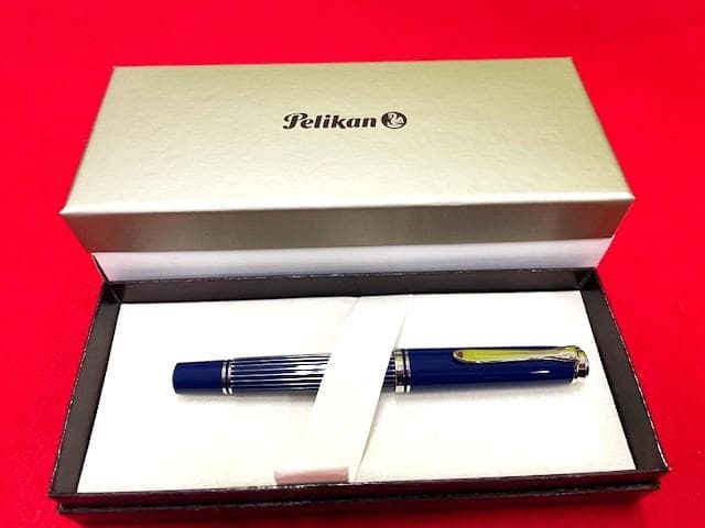 極美品 ペリカン M815 スーベレーン メタルストライプブルー EF 万年筆