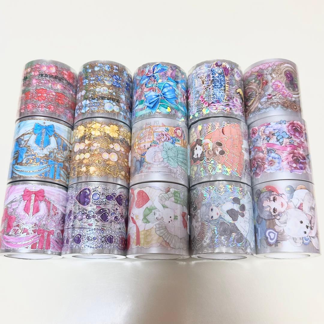 海外 韓国 作家 マスキングテープ PET素材 15本セット 新品