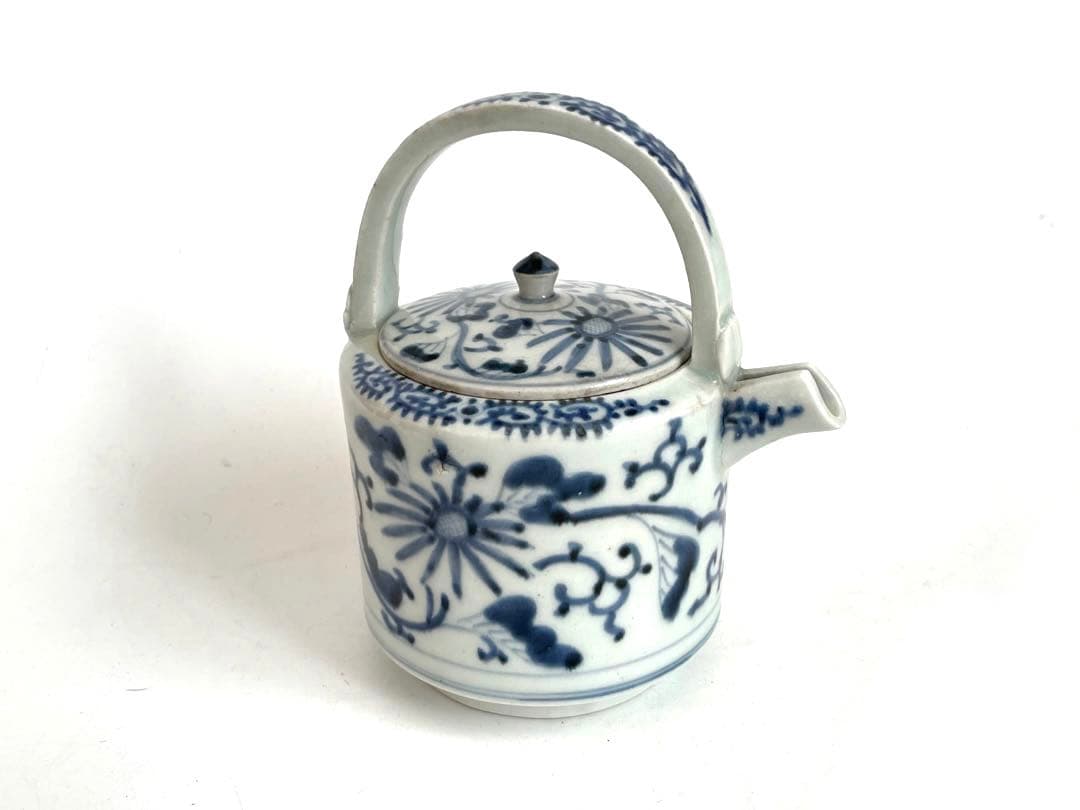 骨董　アンティーク　古伊万里　染付　花唐草文様　銚子　酒器　注器　ポット　急須