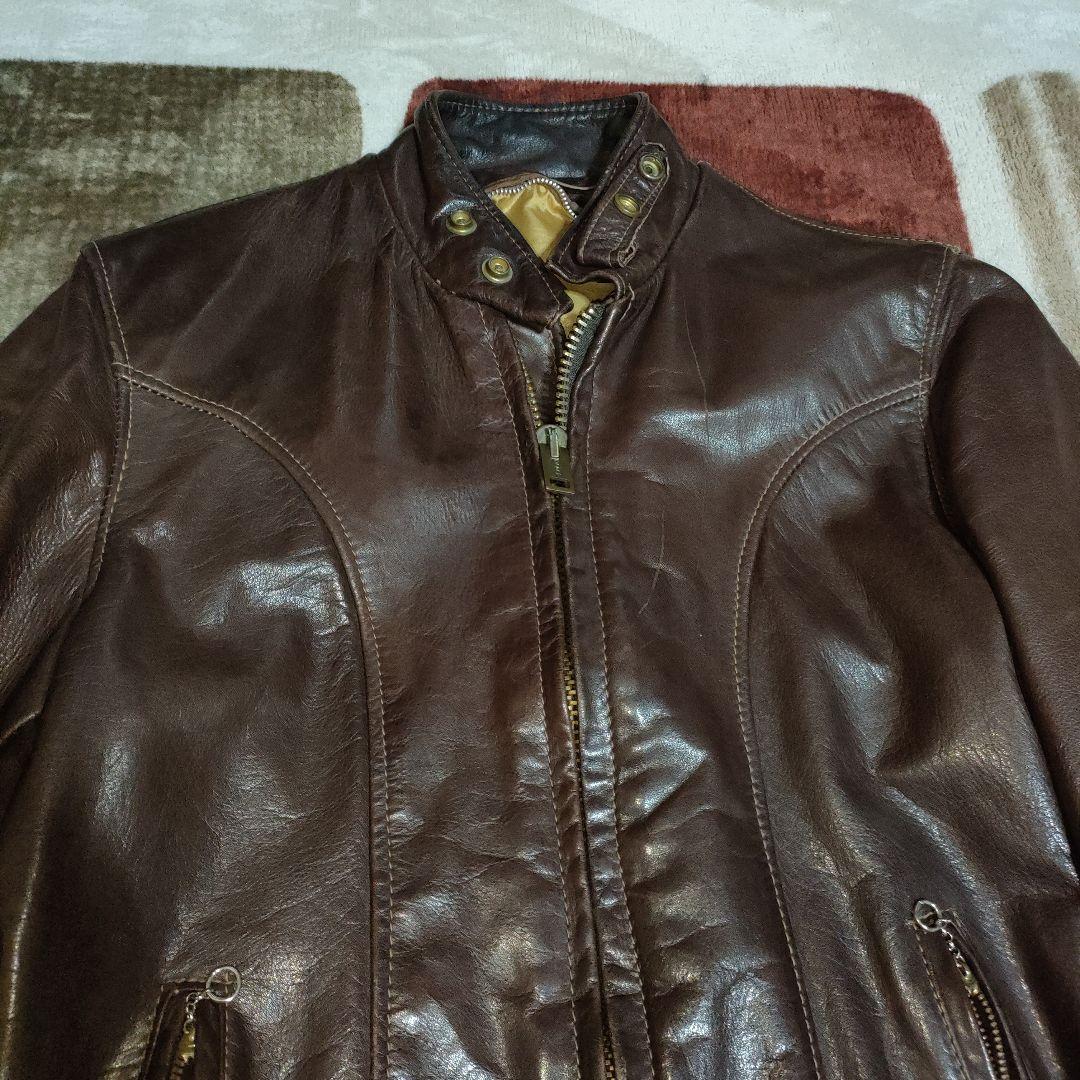 レアモデルSchottシングルライダースヴィンテージ濃茶３６　ダメなら交換も可！