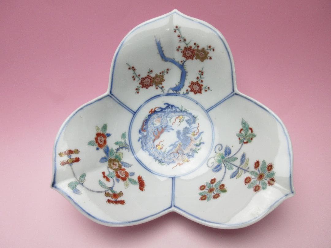 大聖寺伊万里 柿右衛門写し 色絵 龍紋 花形 中鉢 向付 5客 70916