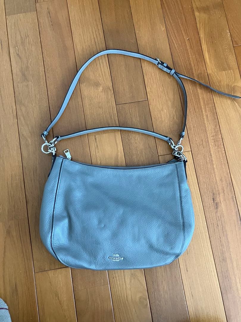 coachグレー レザー2wayショルダーバッグ