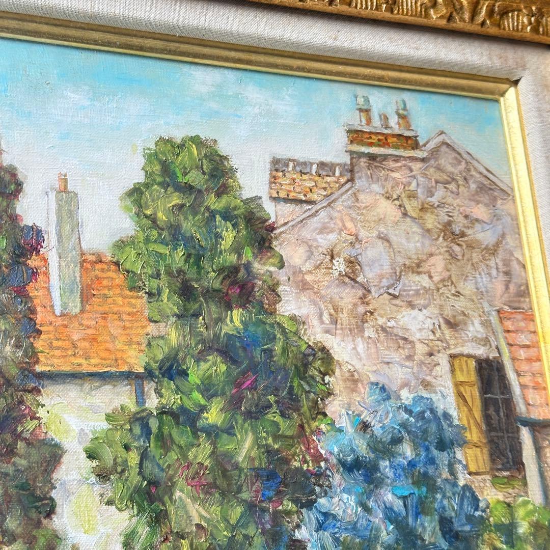 s*2様 田辺栄次郎 F 6号 油彩画 「オベールの農家」 風景画 額装