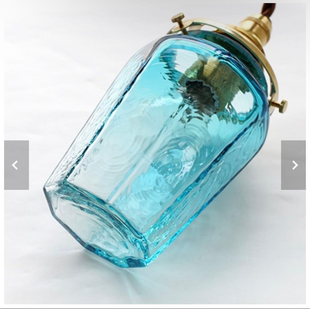 安土草多　ペンダントライト　八角瓶 青