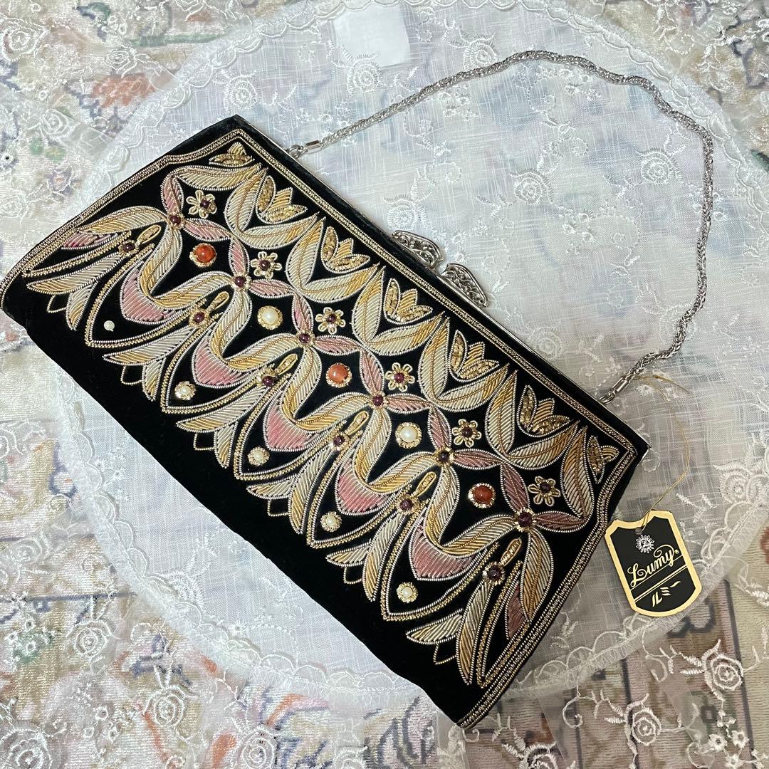 未使用　皇室御用達　Lumy はしもと 天然石　ビーズバッグ パーティー