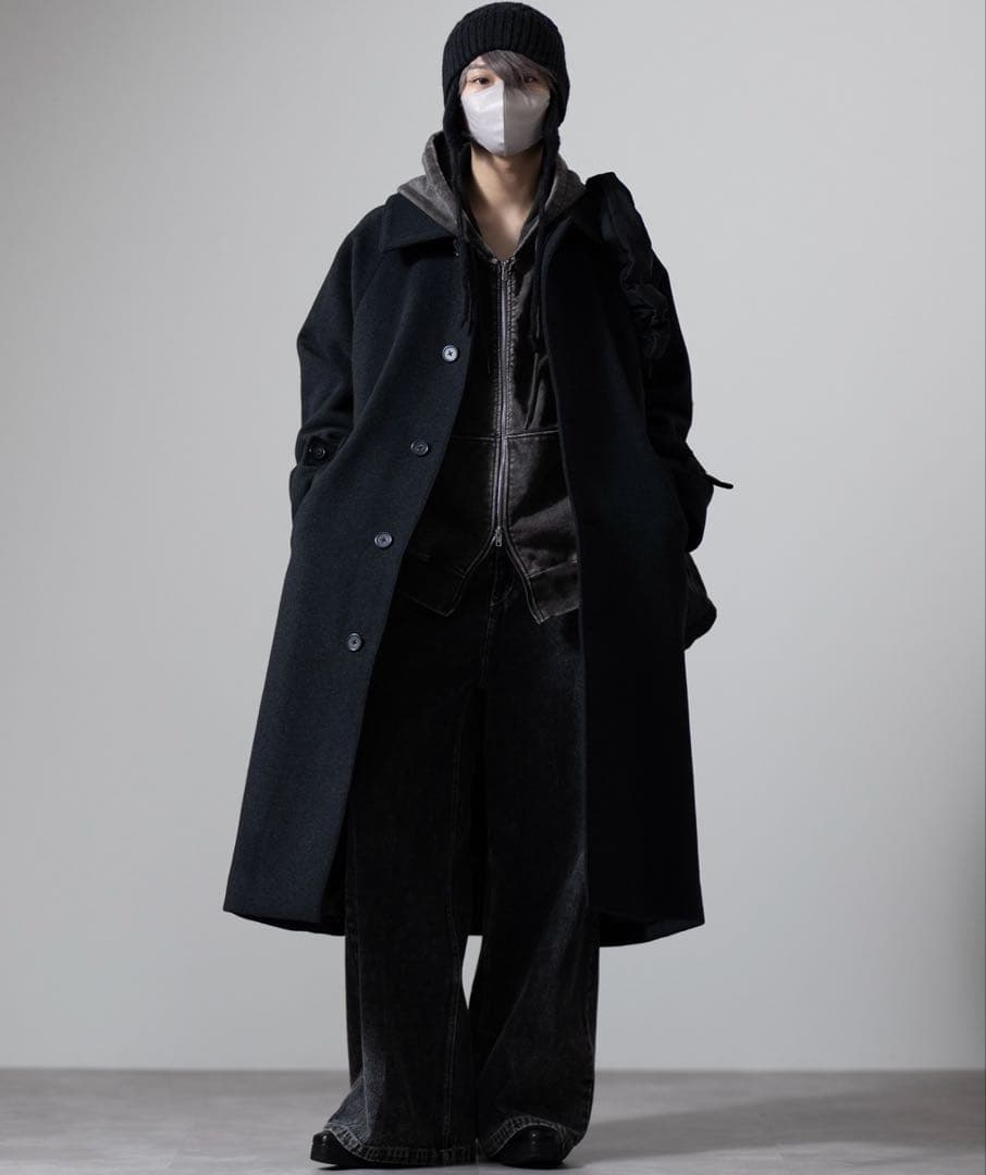 【完売品】CLEL ウールブレンド テックメルトンステンカラーコート XS