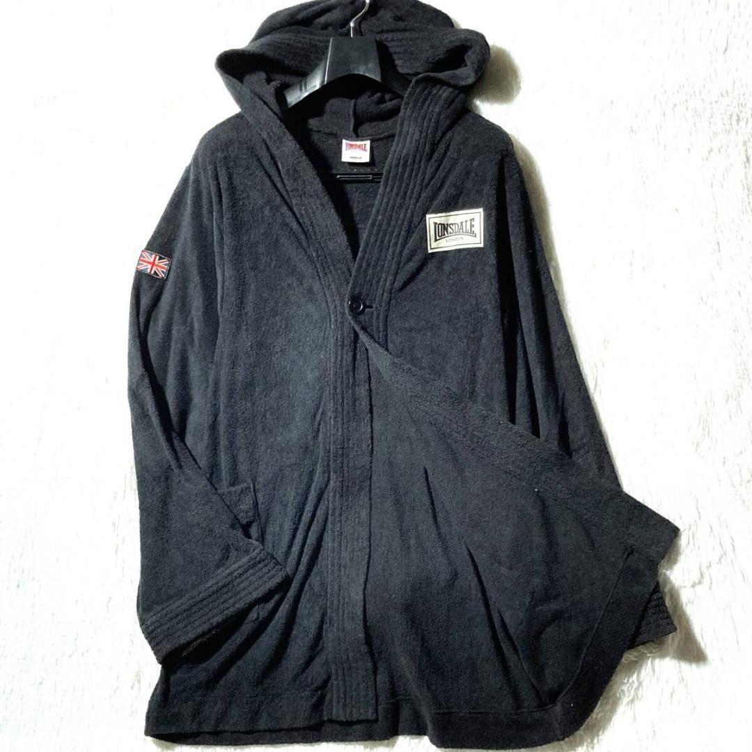 LONSDALE★ボクシングガウン バスローブ ワッペン パイル系タオル 黒 M