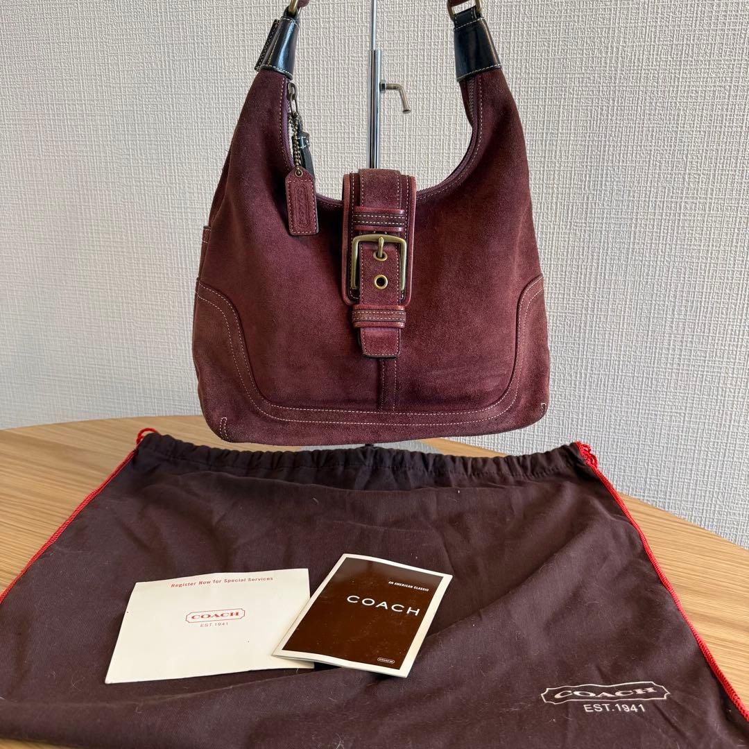 COACH コーチ ボルドー スエード ワンショルダー バッグ 7472 保存袋