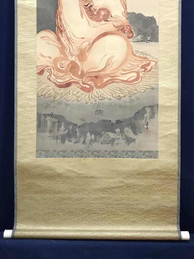 【真作】春林/朱達磨図/ダルマ図/人物図/掛軸/名家伝来/AC-383